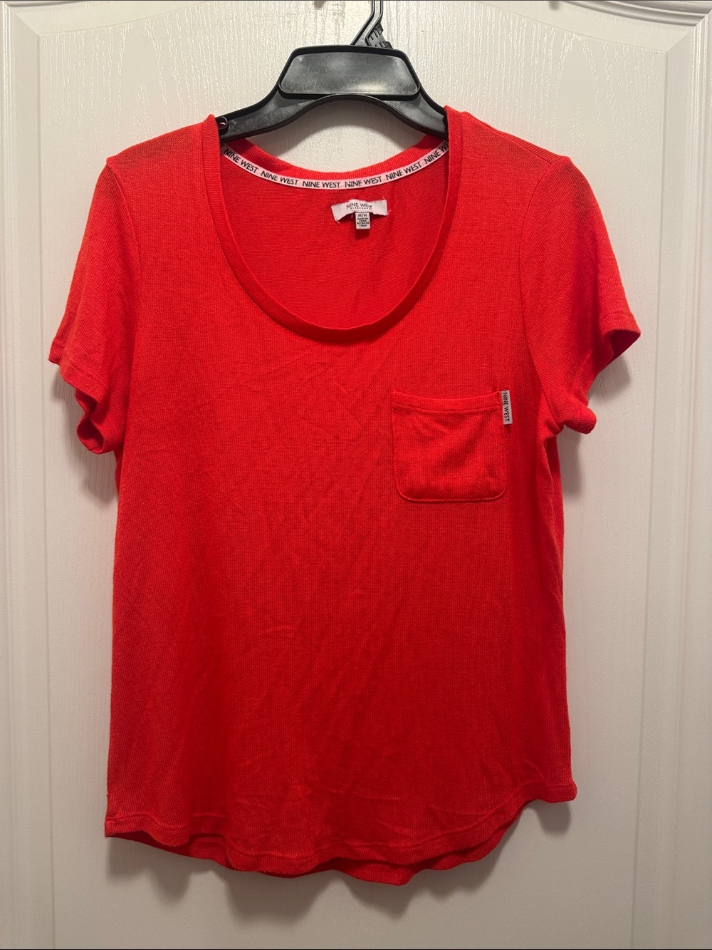 Nine West Sleepwear Red Scoop Neck Top with Pocket - Women’s Size M